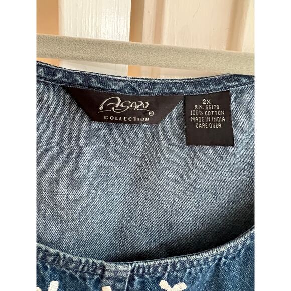 Vintage Agapo Women's Embroidered Jumper Maxi Denim Dress – XL/2X - Picture 6 of 8